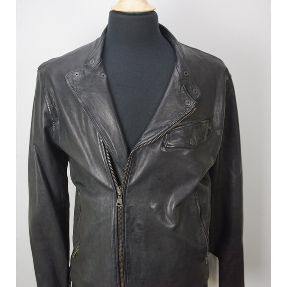 John Varvatos Other - John Varvatos Indigo Motorcycle Biker Sheep Leather Jacket Coat Sz 50 NEW